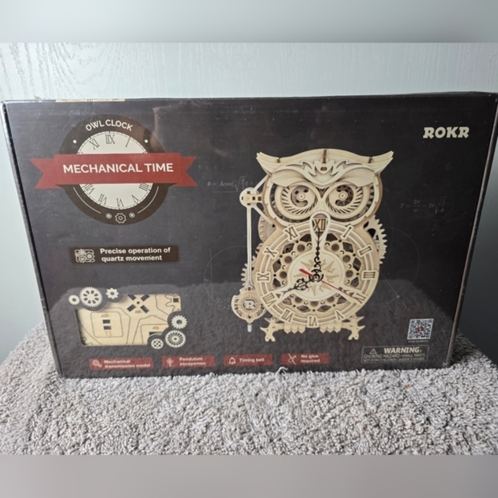 ROKR 3D Wooden Puzzle Gear Owl Clock